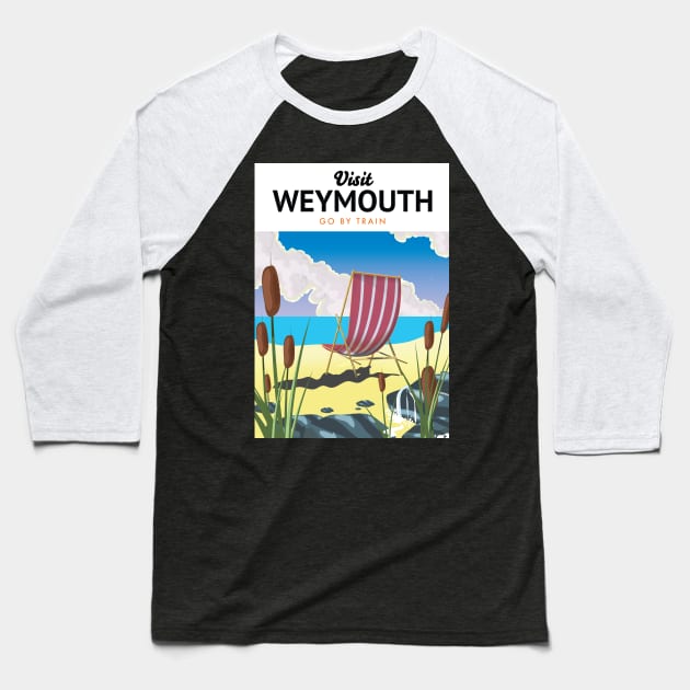 Weymouth seaside travel poster. Baseball T-Shirt by nickemporium1